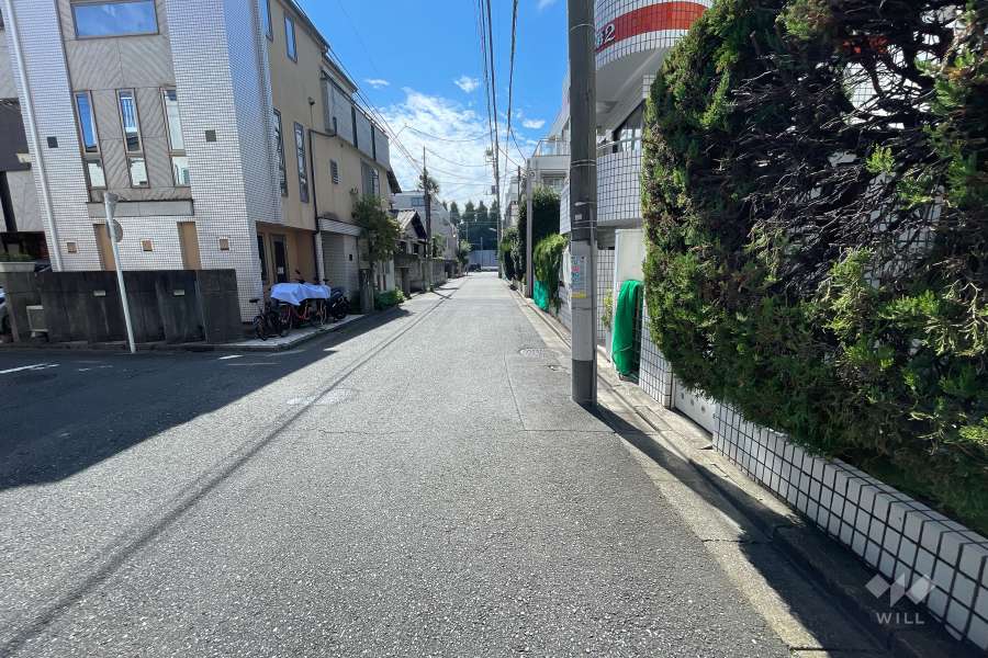 敷地南東側の前面道路（北東側から）