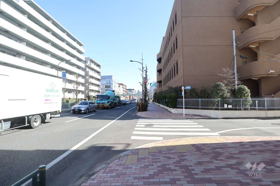 敷地北側の前面道路（西側から）