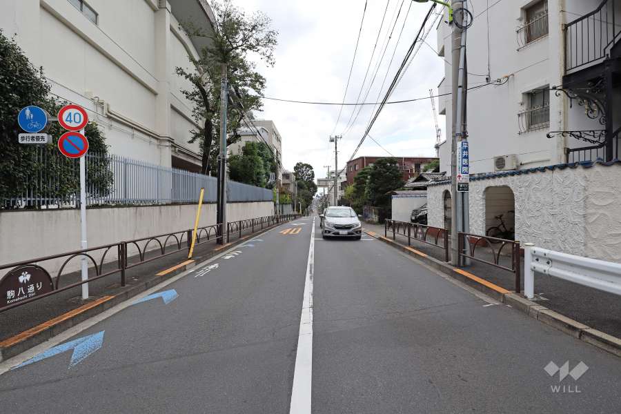敷地東側の前面道路（北側から）