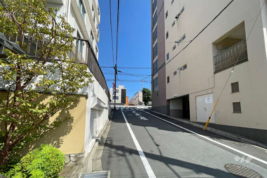 敷地西側の前面道路（南側から）