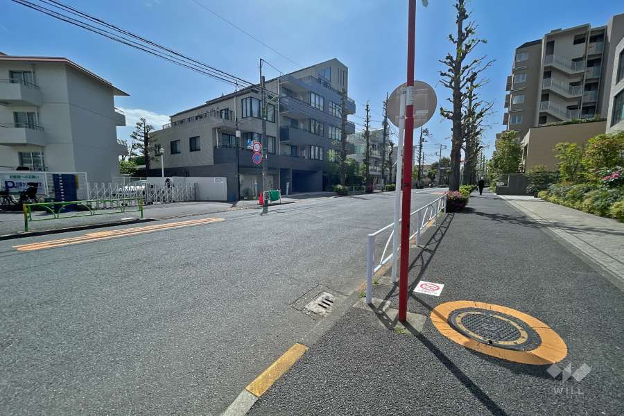 敷地東側の前面道路（北側から）