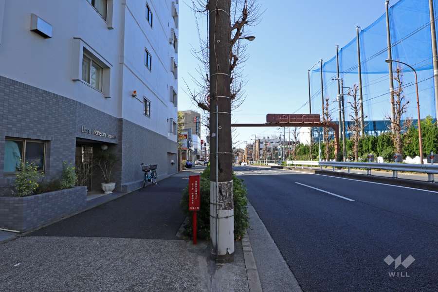 敷地北西側の前面道路（北東側から）