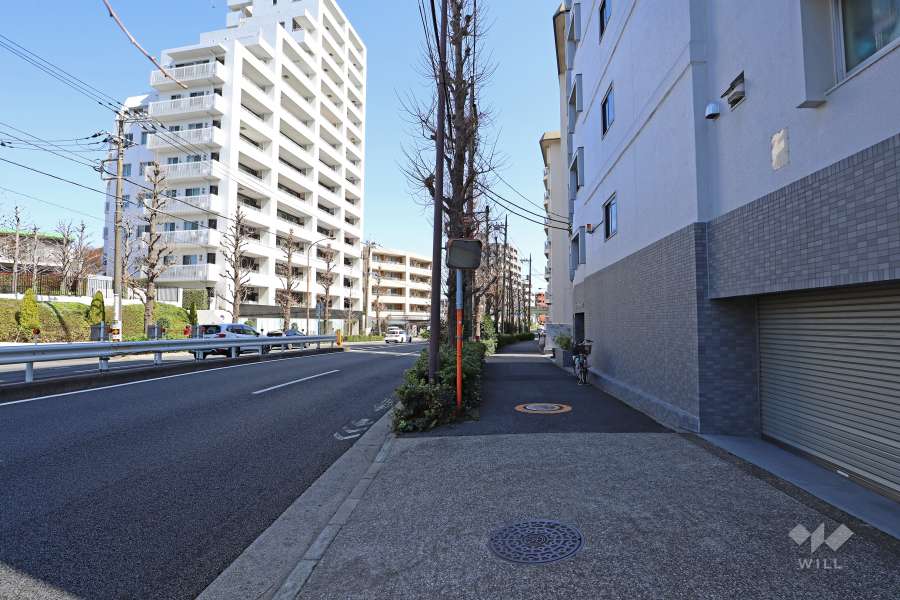 敷地北西側の前面道路（南西側から）