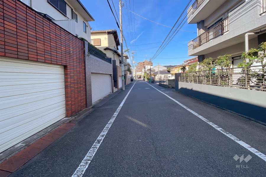 敷地南西側の前面道路（南東側から）