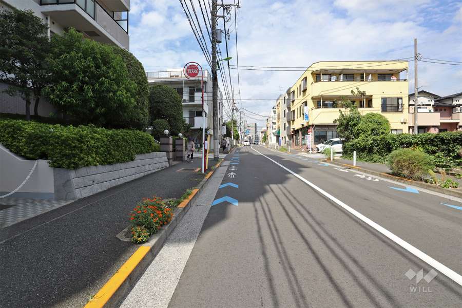 敷地東側の前面道路（南側から）