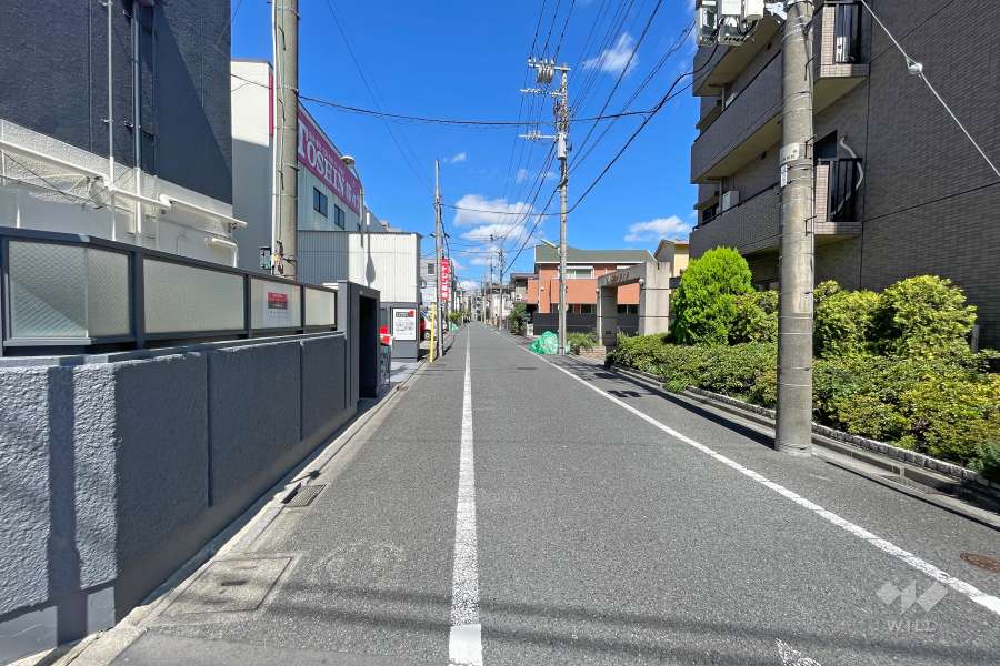 敷地西側の前面道路（南側から）