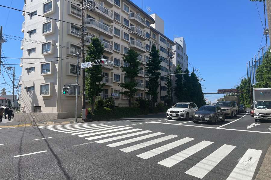 敷地北西側の前面道路（北東側から）