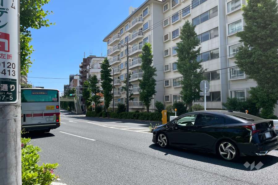 敷地北西側の前面道路（南西側から）