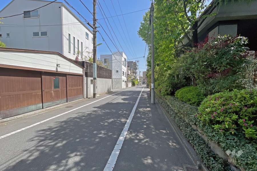 敷地北側の前面道路（西側から）