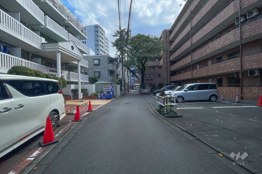 敷地西側の前面道路（北側から）