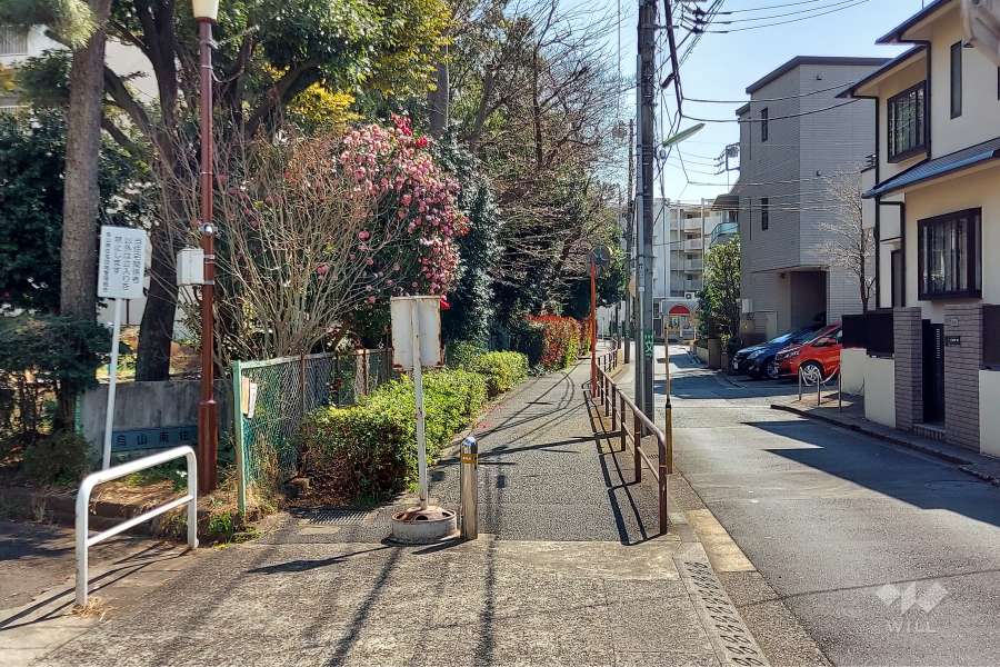 敷地南西側の前面道路(南東側から)
