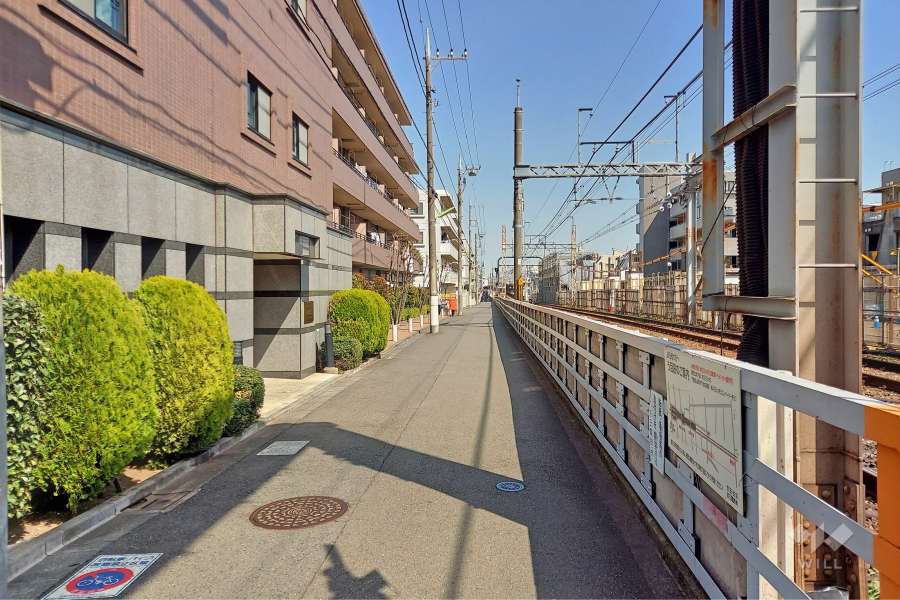 敷地南側の前面道路（西側から）