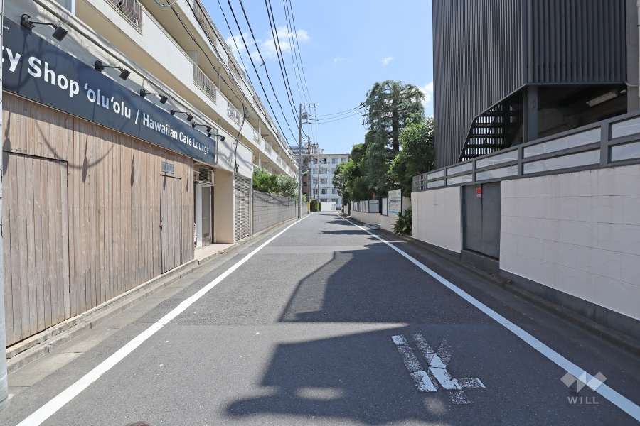 敷地西側の前面道路