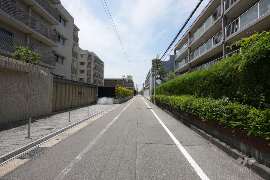敷地南側の前面道路（東から）