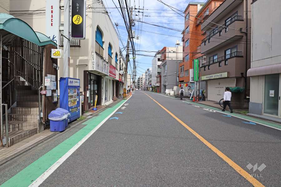 敷地南側の前面道路（西側から）