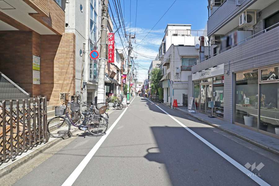 敷地南東側の前面道路（南西側から）