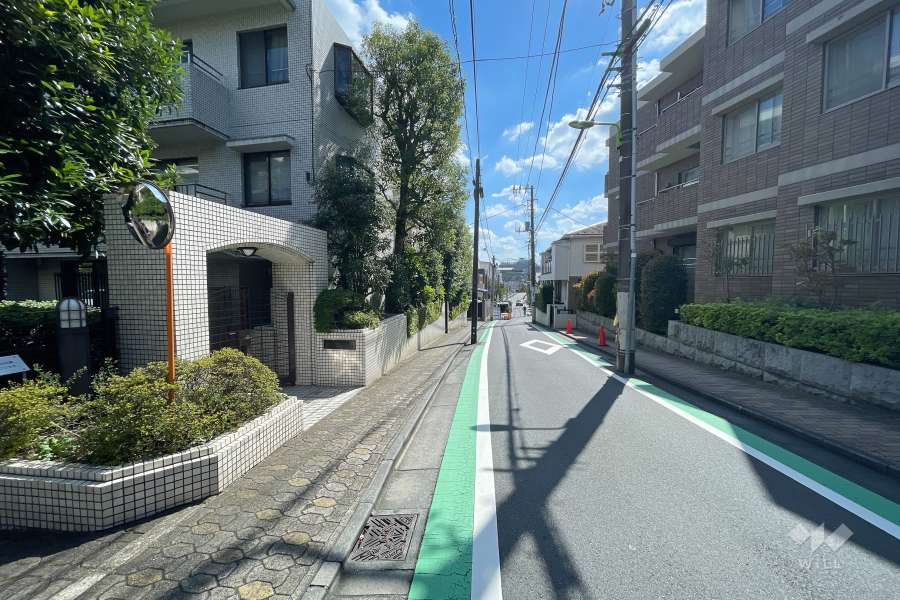 敷地西側の前面道路