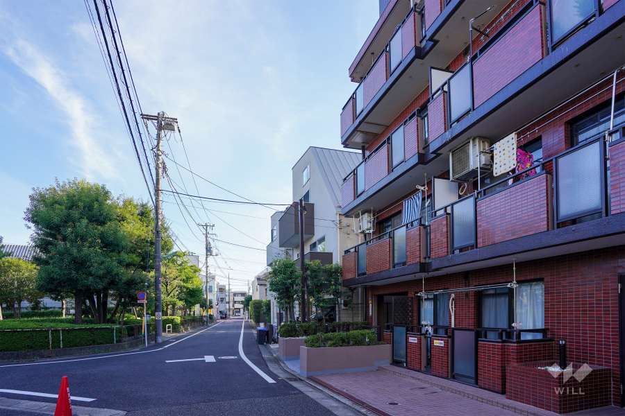 敷地東側の前面道路（北側から）