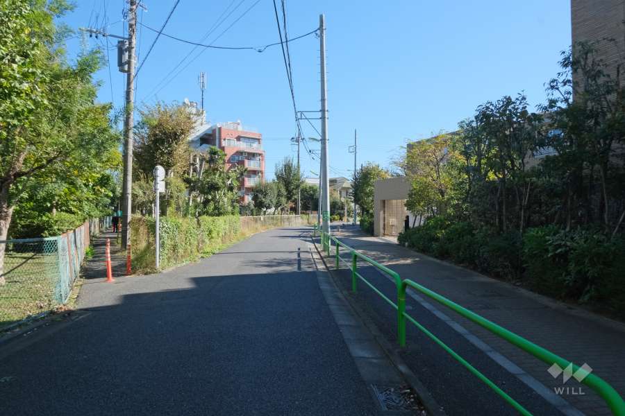 敷地の北側前面道路（西側から）