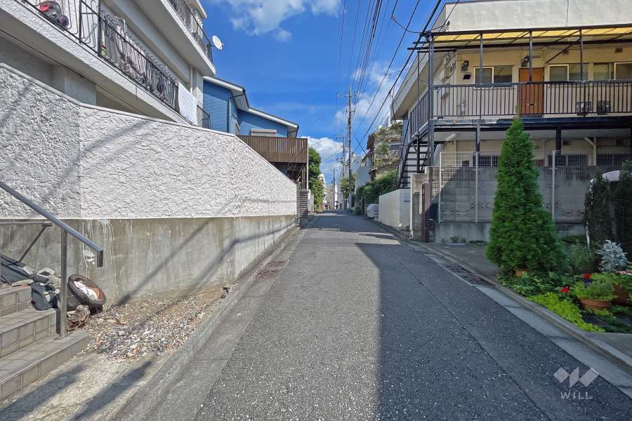 敷地南側の前面道路（西側から）