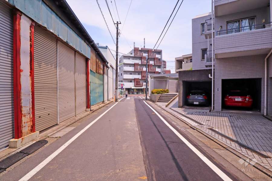 敷地北側の前面道路(西側から)