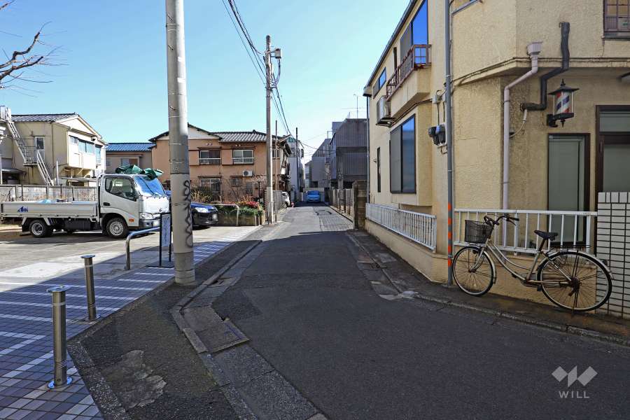 敷地南側の前面道路（西側から）