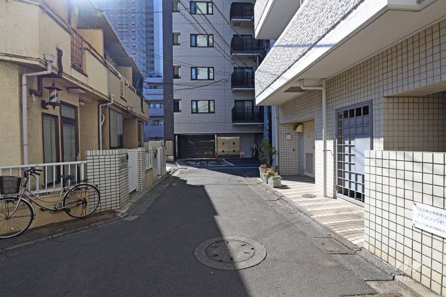 敷地南西側の前面道路（東側から）