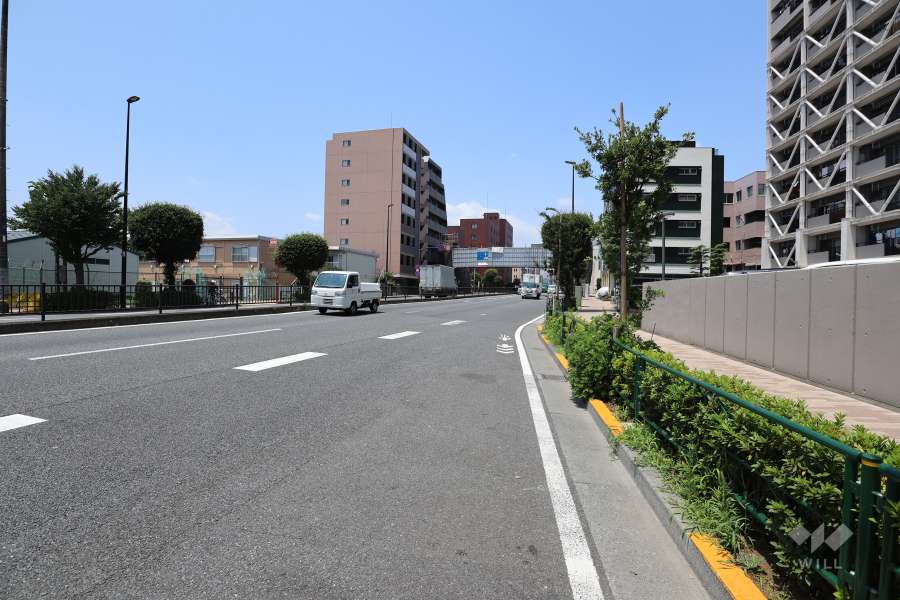 敷地南西側の前面道路（南東側から）