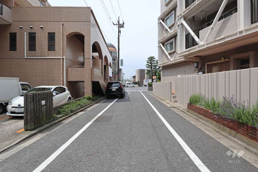 敷地東側の前面道路（北側から）