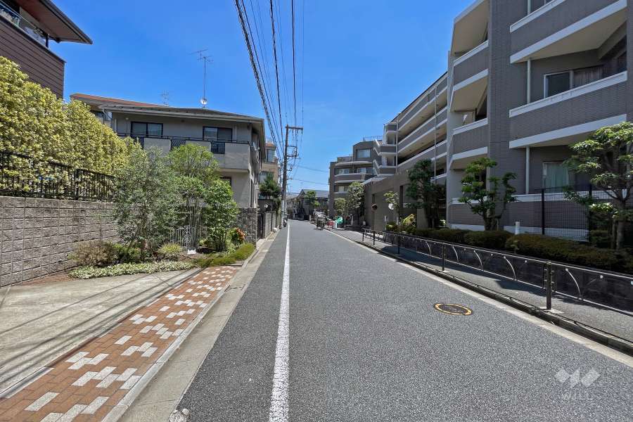 敷地北西側の前面道路（南西側から）