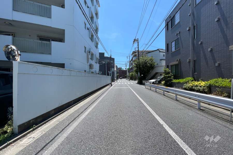 敷地西側の前面道路（北側から）