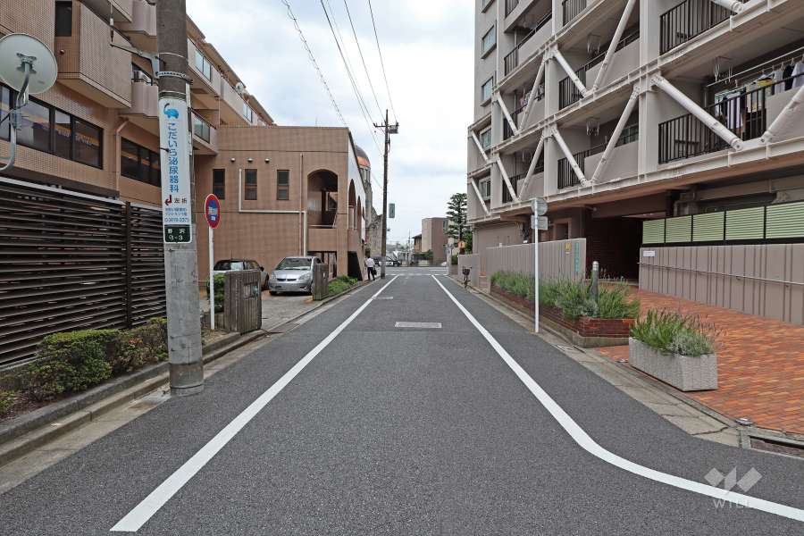 敷地北西側の前面道路（北東側から）
