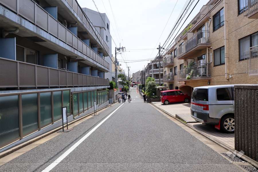 敷地北東側の前面道路（北西側から）