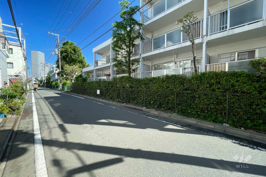 敷地南西側の前面道路（南東側から）