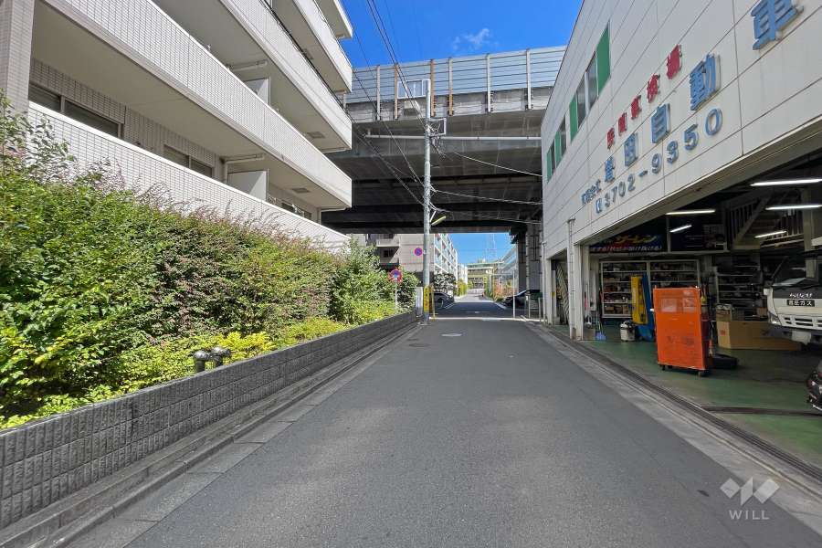 敷地南西側の前面道路（北西側から）