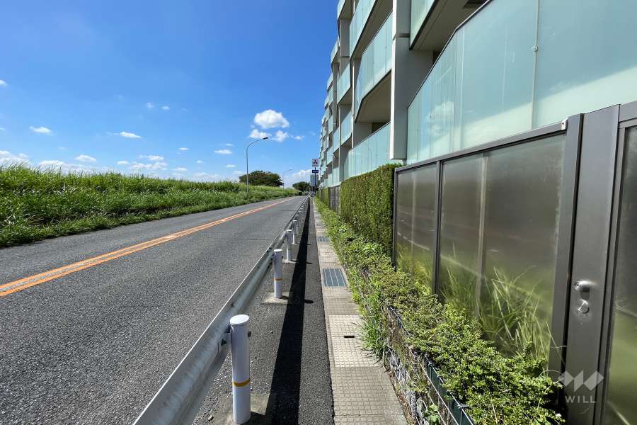 敷地南西側の前面道路（南東側から