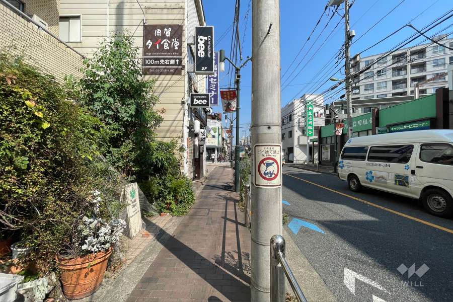 敷地の東側前面道路（南側から）