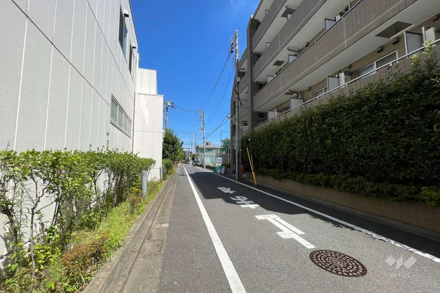 敷地西側の前面道路