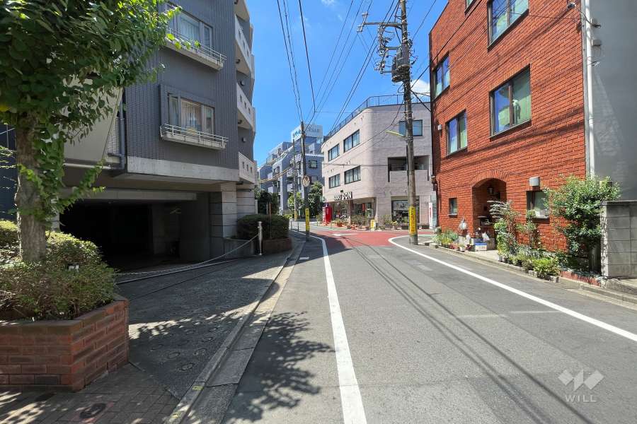 敷地の北西側前面道路（北東側から）