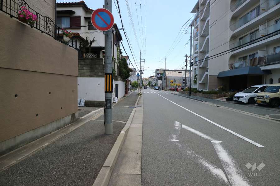 敷地東側の前面道路（北側から）