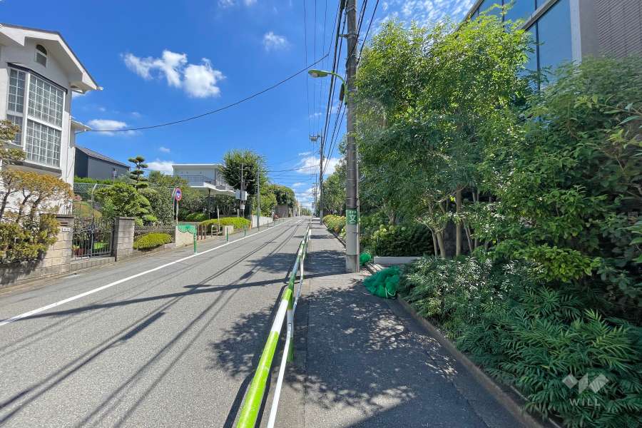 敷地北西側の前面道路（南東側から）