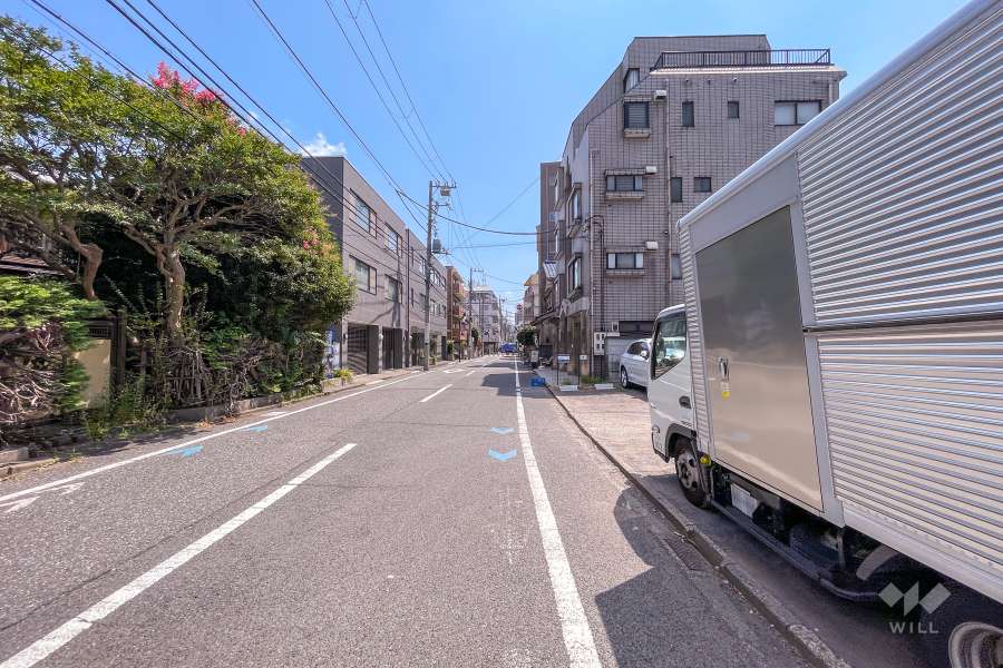 敷地北側の前面道路（西側から）