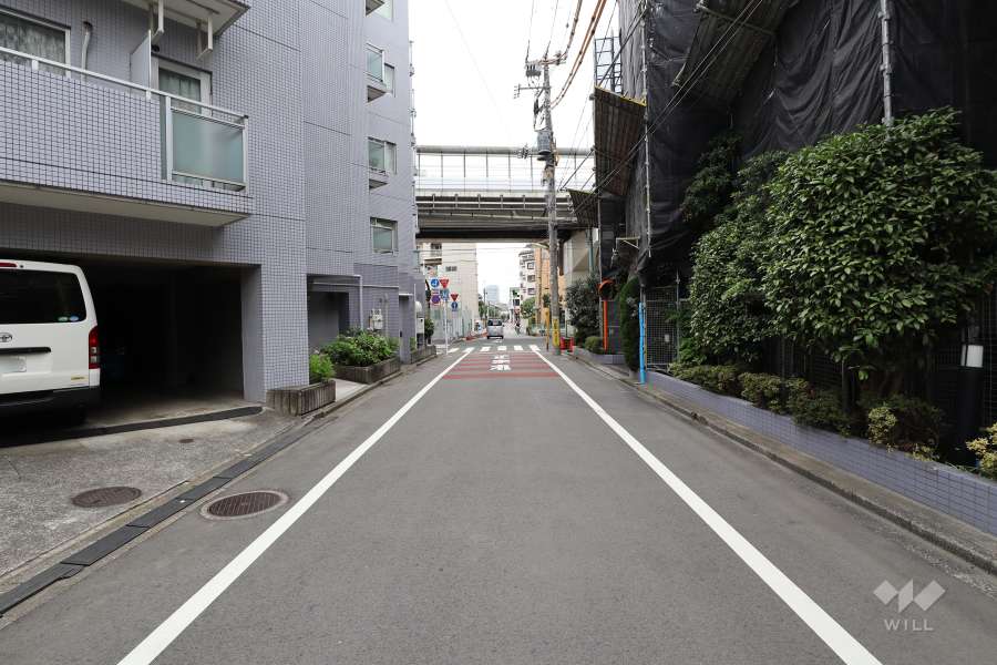 敷地西側の前面道路（北側から）