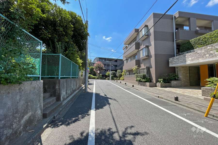 敷地東側の前面道路（北側から）