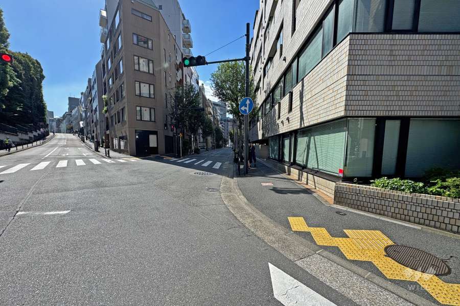 敷地の南東側前面道路（北東側から）