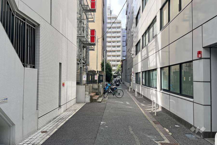 敷地の北側前面道路（西側から）