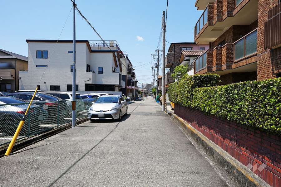 敷地南側の前面道路（東から）