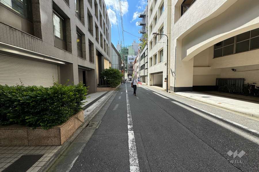 敷地の南側前面道路（東側から）