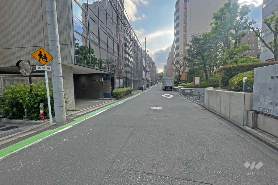 敷地の南側前面道路（西側から）