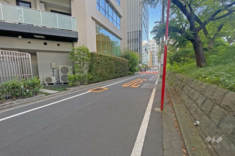 敷地の北側前面道路は『外濠公園』に面しています（東側から）。